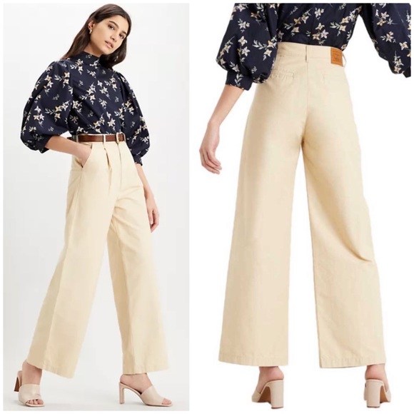 Levi’s Premium High Loose Pleated Twill Pant in Semolina Natural 29 x 32 - Picture 5 of 14